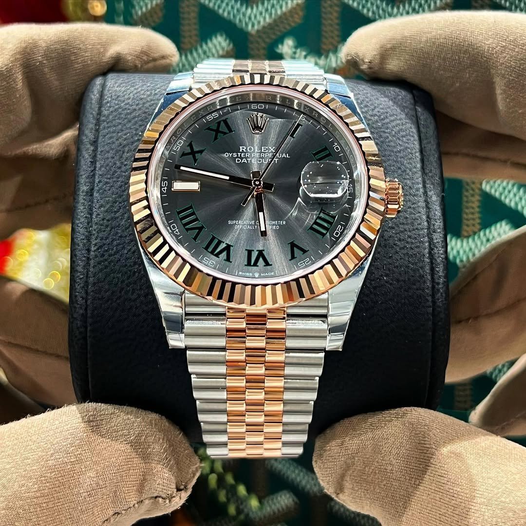 ROLEX DATE JUST ROMAN DAIL GOLD SILVER