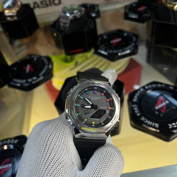 CASIO G SHOCK GM2100 RAINBOW EDITION BELT SILVER