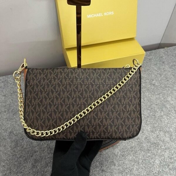 Michael Kors Jet Set Chain Pouchette Bag With OG Box & Dust Bag (Coffee Brown 22318)