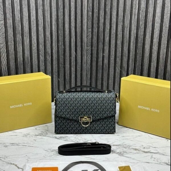 Michael_Kors Hendrix Logo Cross Body Bag With OG Box & Dust Bag (21009 Black)