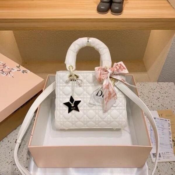 Dior Lady My ABC Elite Quality With OG Box & Dus Bag & Scarf WIth Star Charm(White-292)(BSB)