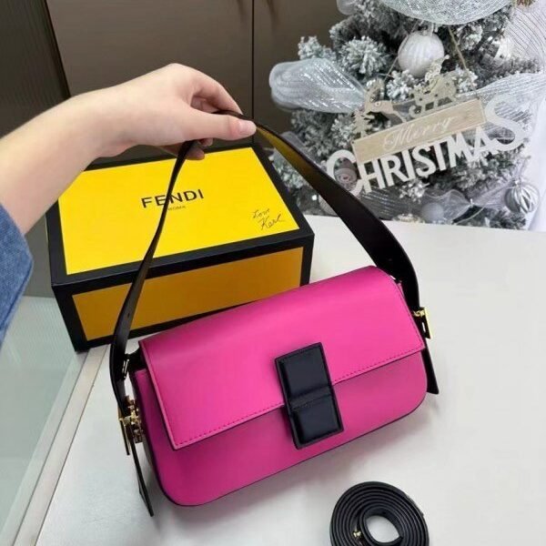 Fendi Baguette Twist Premium Shoulder Crossbody Bag With OG Box & Dust Bag & 2 Belts (Pink-930)(BSB)