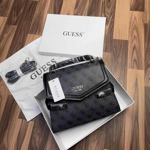 GUESS Zadie Logo Top Handle Flap Bag Powder Logo With Og box 302(BR)